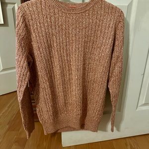 Kim Rogers medium cable crew neck orange marled sweater